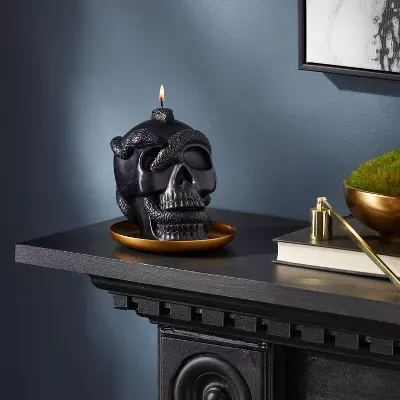 Photo 1 of 5.1'' Skull and Snake Candle Black - Threshold™