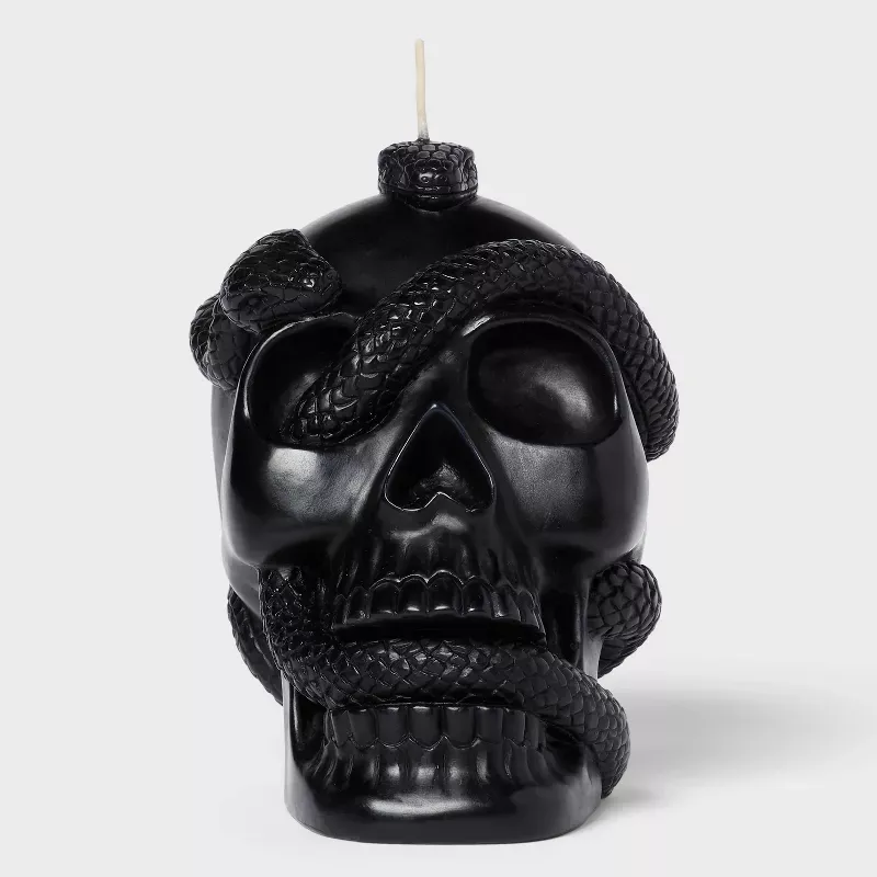 Photo 1 of 5.1'' Skull and Snake Candle Black - Threshold™