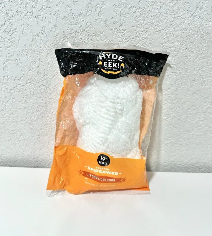 Photo 1 of  2 count Hyde And Eek! Halloween Stretchy White Spider Webs 14 Ft Length