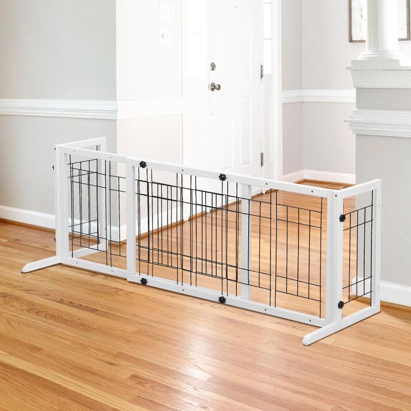 Photo 1 of 39"-71" Adjustable Freestanding Baby Safety Playpen Fireplace Baby Gate Dog Fences Indoor Pet Gates for Doorways,Stairs,Child,Toddler