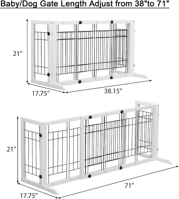 Photo 1 of 39"-71" Adjustable Freestanding Baby Safety Playpen Fireplace Baby Gate Dog Fences Indoor Pet Gates for Doorways,Stairs,Child,Toddler