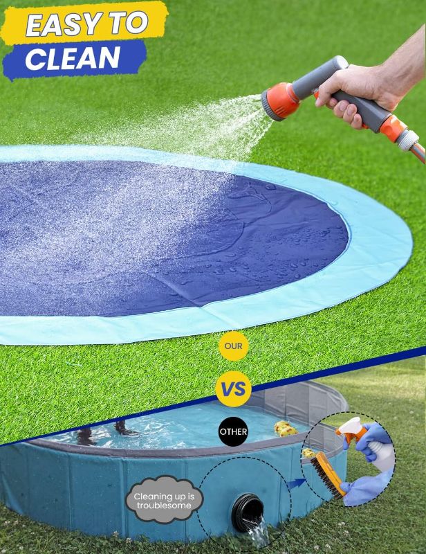 Photo 1 of 107 inch Splash Pad for Kids, Non Slip Water Sprinkler Pad Extra Large Thick Durable Toddler 4-8 3-5 1-3 Pets & Families, Backyard Splash Play Mat for Kiddie Children Baby Wading Pool Dogs Splash Pad