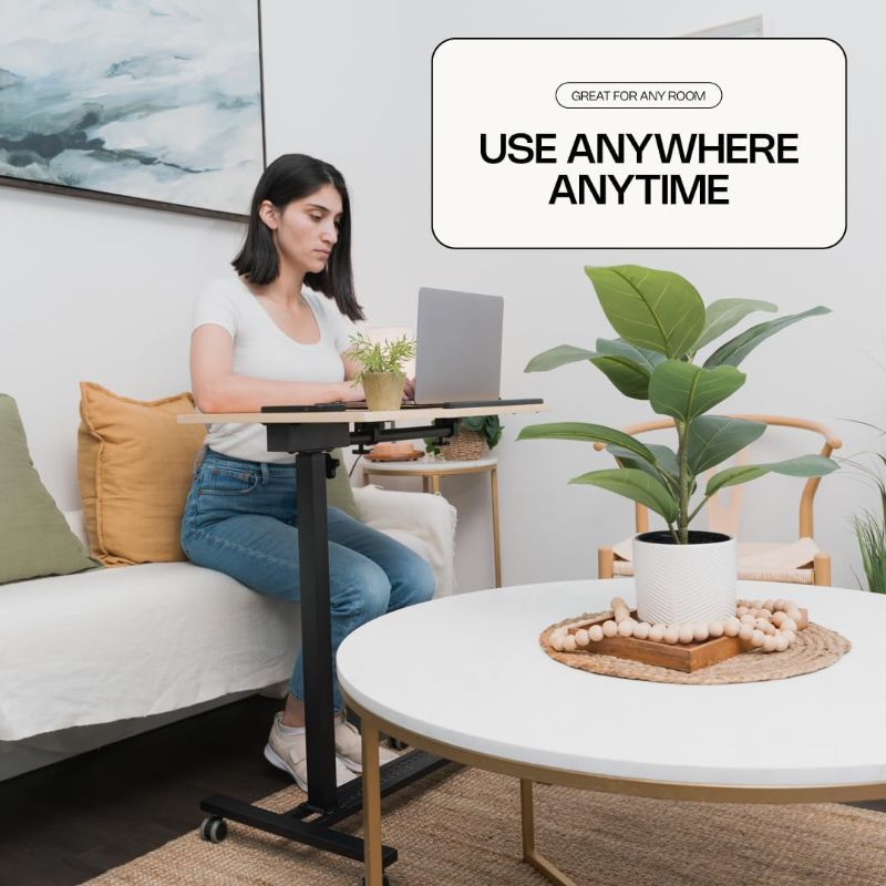Photo 1 of Overbed Bedside Table with Wheels Adjustable Height and Tilt Table - Ideal Portable and Rolling Desk for Home, Office, and Hospital Use, Overbed Table by Hudson&Co.