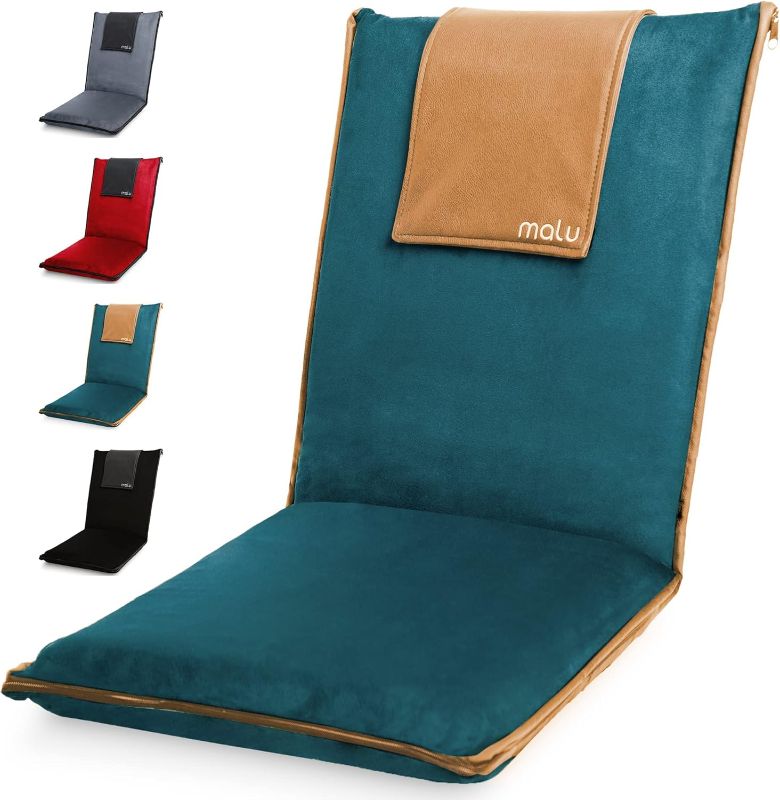 Photo 1 of malu Extra Large Padded Floor Chair w/Back Support - Japanese Chair Meditation Cushion, Comfortable Folding Backrest, Removable Easy Wash Cover