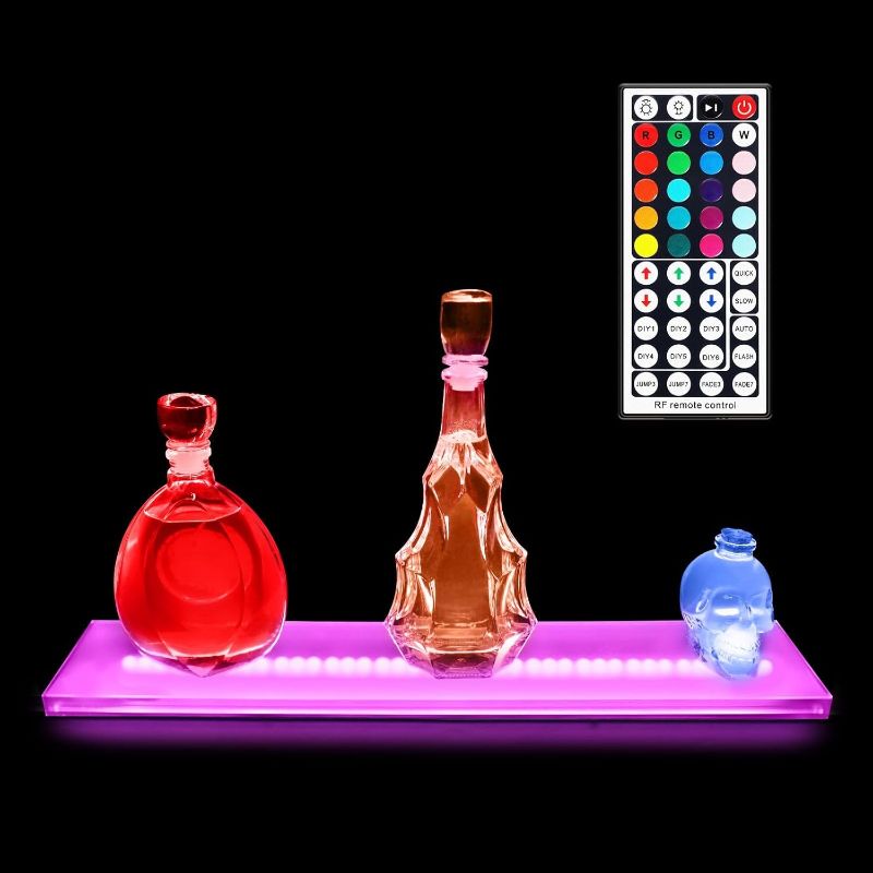 Photo 1 of Kipokalor LED Lighted Liquor Bottle Display Shelf, 23 5/8" Bottle Display Stand Illuminated Home and Commercial Bar Shelves Rack.