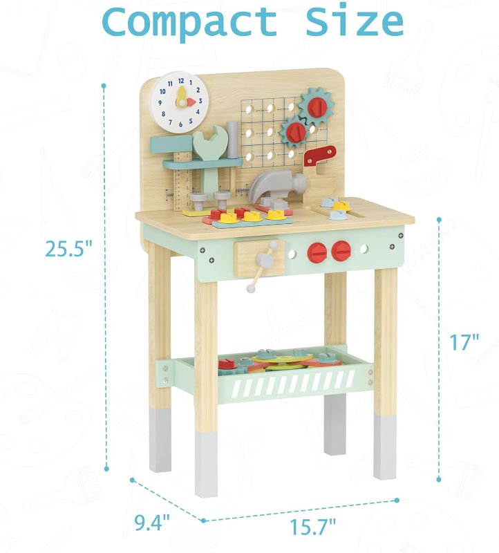 Photo 1 of Wooden Workbench for Kids, Workbench Playset – Pretend Construction Toy for Kids, Safe Non-Toxic Material, for Creative Boys & Girls