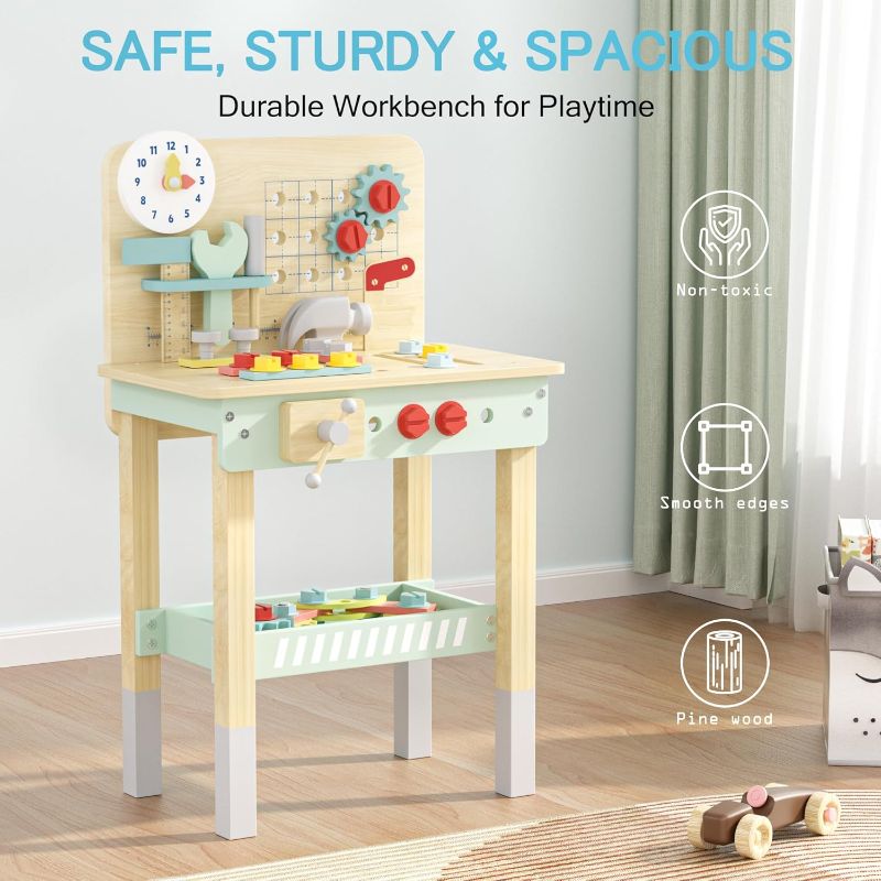 Photo 1 of Wooden Workbench for Kids, Workbench Playset – Pretend Construction Toy for Kids, Safe Non-Toxic Material, for Creative Boys & Girls
