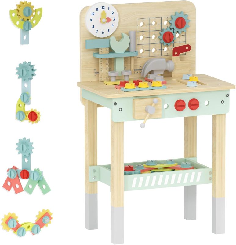Photo 1 of Wooden Workbench for Kids, Workbench Playset – Pretend Construction Toy for Kids, Safe Non-Toxic Material, for Creative Boys & Girls