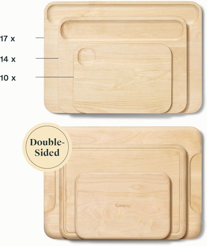 Photo 1 of Caraway 4-Piece Double Sided Wood Cutting Board Set - Made From FSC-Certified Birch Wood - Mineral Oil & Wax Finish - 3 Sizes - Small, Medium, & Large - Storage Organizers Included
Visit the Caraway Store