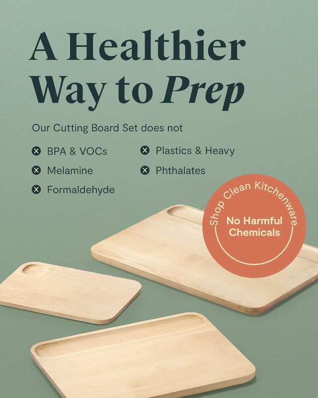 Photo 1 of Caraway 4-Piece Double Sided Wood Cutting Board Set - Made From FSC-Certified Birch Wood - Mineral Oil & Wax Finish - 3 Sizes - Small, Medium, & Large - Storage Organizers Included
Visit the Caraway Store