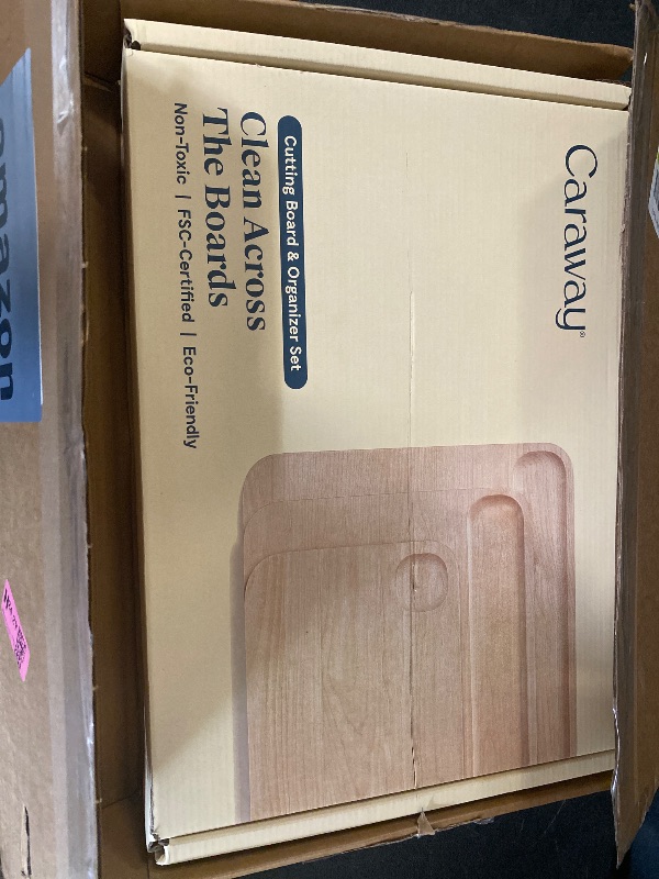 Photo 1 of Caraway 4-Piece Double Sided Wood Cutting Board Set - Made From FSC-Certified Birch Wood - Mineral Oil & Wax Finish - 3 Sizes - Small, Medium, & Large - Storage Organizers Included
Visit the Caraway Store