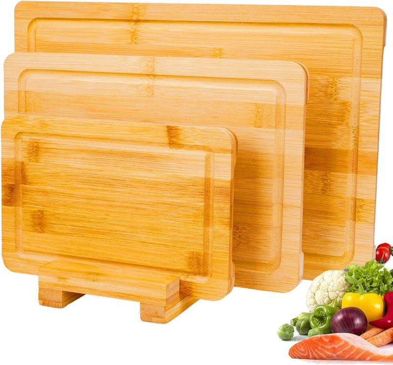Photo 1 of Caraway 4-Piece Double Sided Wood Cutting Board Set - Made From FSC-Certified Birch Wood - Mineral Oil & Wax Finish - 3 Sizes - Small, Medium, & Large - Storage Organizers Included
Visit the Caraway Store