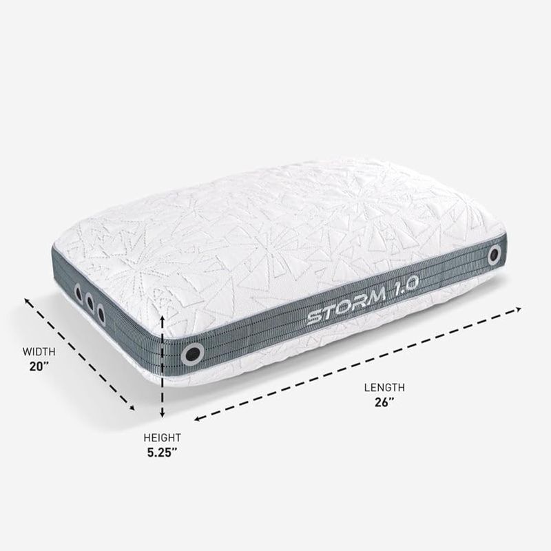 Photo 1 of Bedgear Storm Performance Pillow – 1.0 - Cooling Bed Pillow for Hot Sleepers - Medium Firmness Pillow for All Sleep Positions, Washable & Removable Cover - 20" W x 26" L x 5.25" H