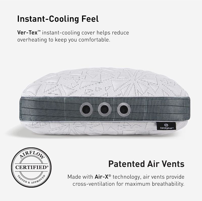 Photo 1 of Bedgear Storm Performance Pillow – 1.0 - Cooling Bed Pillow for Hot Sleepers - Medium Firmness Pillow for All Sleep Positions, Washable & Removable Cover - 20" W x 26" L x 5.25" H