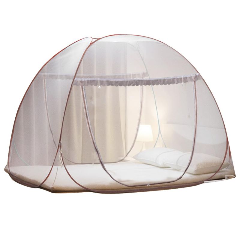 Photo 1 of Portable Pop-Up Brown Mosquito Net Tent for Bed, L79 x W71 x H59 inch Large Folding Mosquito Netting with Net Bottom, 2 Entries, Suit for Twin to King Size Bed