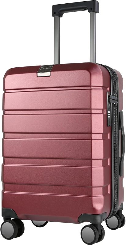 Photo 1 of KROSER Hardside Expandable Carry On Luggage with Spinner Wheels & Built-in TSA Lock, Durable Suitcase Rolling Luggage with USB Port, Carry-On 20-Inch, Burgundy