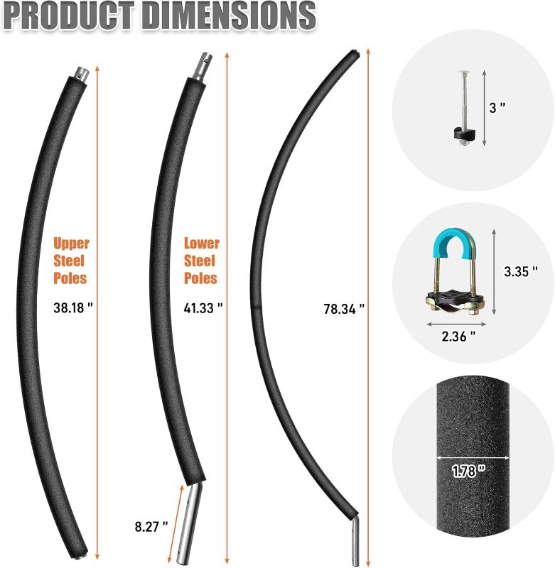 Photo 1 of 1PCS Trampoline Curved Pole Replacement, Universal Trampoline Enclosure Pole to Fit 8-16FT Curved Pole Trampoline Frame, Includes Foam Sleeve and Hardware for 2 Installation Options
Visit the Suninlife Store