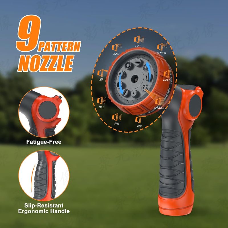 Photo 1 of NEOTEC Retractable Garden Hose Reel 5/8 inch x 90ft - Wall Mounted Heavy Duty Hose Reel with 3/4 Inch Brass Fittings & 9-Pattern Nozzle - Auto Rewind System, Any Length Lock, 180° Swivel Bracket