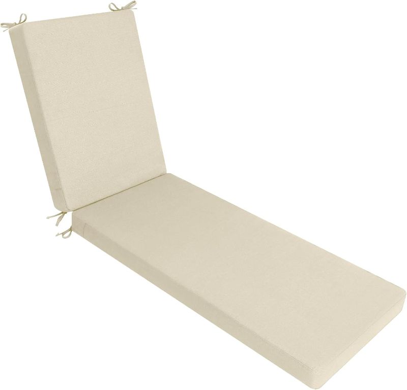Photo 1 of  Outdoor Lounge Chair Cushion 72x21x3 in Rainproof Color Fade-Resistant & Removable Cover Patio Chaise Lounge Cushion with High Resilience Insert Straps Hidden Zipper for Pool Lounge Chairs