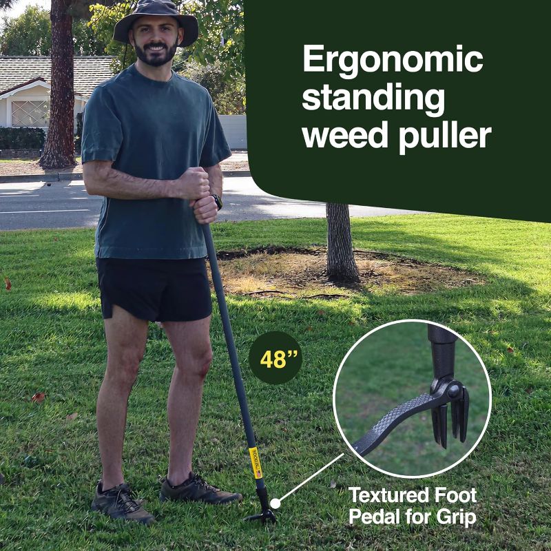Photo 1 of Rocklin™ Stand Up Weed Puller Tool - 4 Claw Steel Head - 48 inch Handle - 100% Metal - Easily Remove Weeds Without Bending or Kneeling (WeedPuller2.0)