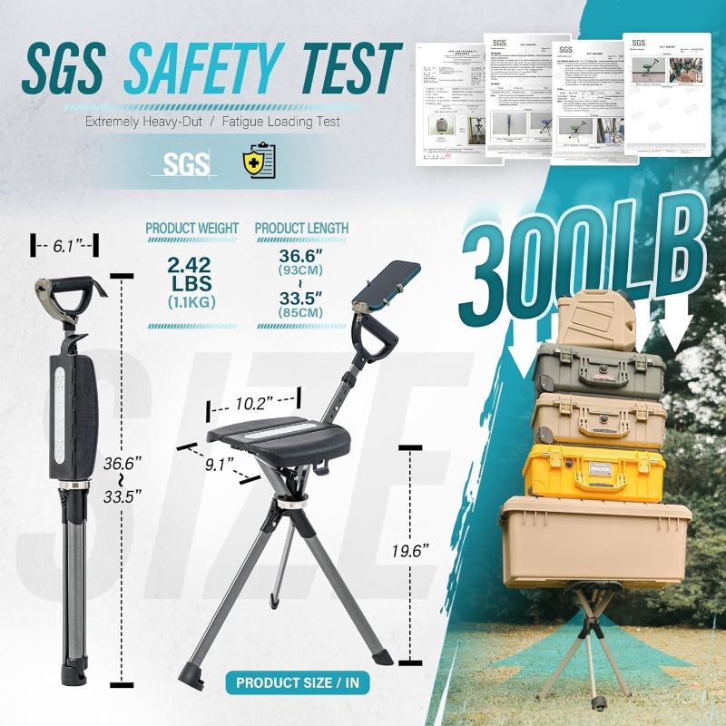 Photo 1 of STEP2GOLD Ta-Da Chair Series 2 PRO, Portable Trekking Hiking Pole, Folding Walking Stick with Seat, Walking Cane with Chair, Foldable Chair, Lightweight Aluminum, Easy Carry and Storage, Anti-Slip