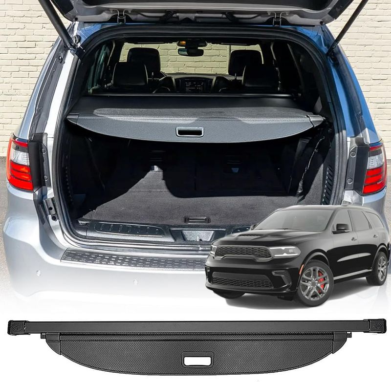 Photo 1 of Cargo Cover Compatible with 2011-2024 2025 Dodge Durango Accessories(2nd-Row Grooves),Carbon Fiber Look Retractable Trunk Cover Security Shade Cover for Durango Accessories