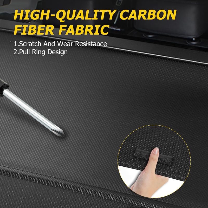 Photo 1 of AUXMART Cargo Cover Fit for Honda CRV 2023 2024 2025 (Include Hybrid) Waterproof Retractable Trunk Security Cover Shielding Shade Accessories for Honda CRV Cargo Cover Carbon Fiber Texture