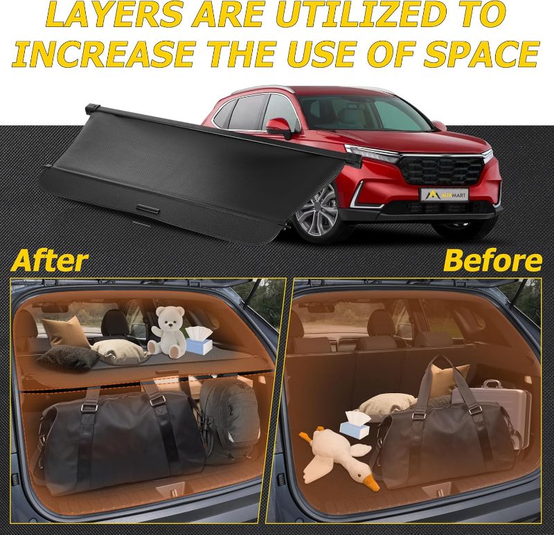 Photo 1 of AUXMART Cargo Cover Fit for Honda CRV 2023 2024 2025 (Include Hybrid) Waterproof Retractable Trunk Security Cover Shielding Shade Accessories for Honda CRV Cargo Cover Carbon Fiber Texture