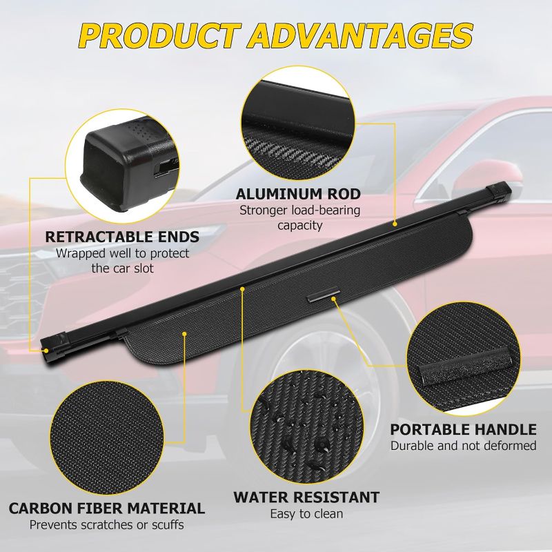 Photo 1 of AUXMART Cargo Cover Fit for Honda CRV 2023 2024 2025 (Include Hybrid) Waterproof Retractable Trunk Security Cover Shielding Shade Accessories for Honda CRV Cargo Cover Carbon Fiber Texture