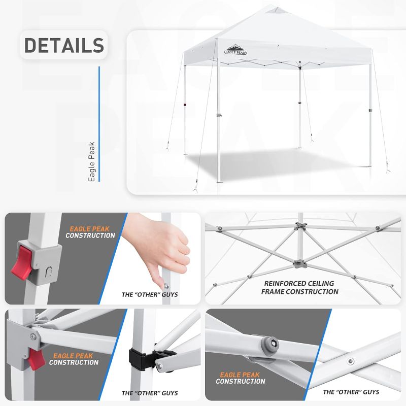 Photo 1 of EAGLE PEAK 10' x 10' Heavy Duty Commercial Canopy Tent Pop Up Industrial Instant Canopy Shelter with 100 Square Feet of Shade (White)