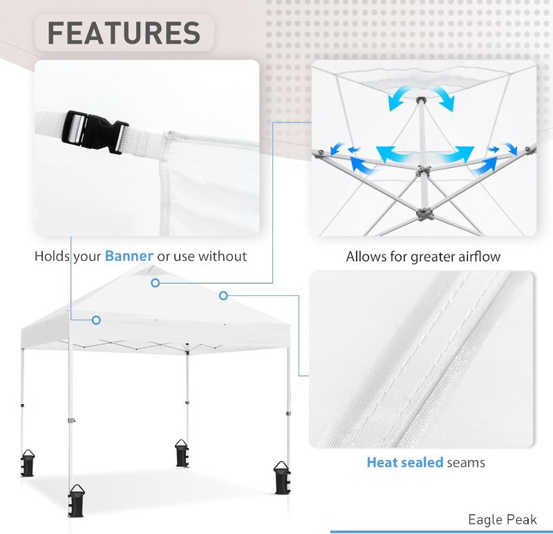 Photo 1 of EAGLE PEAK 10' x 10' Heavy Duty Commercial Canopy Tent Pop Up Industrial Instant Canopy Shelter with 100 Square Feet of Shade (White)