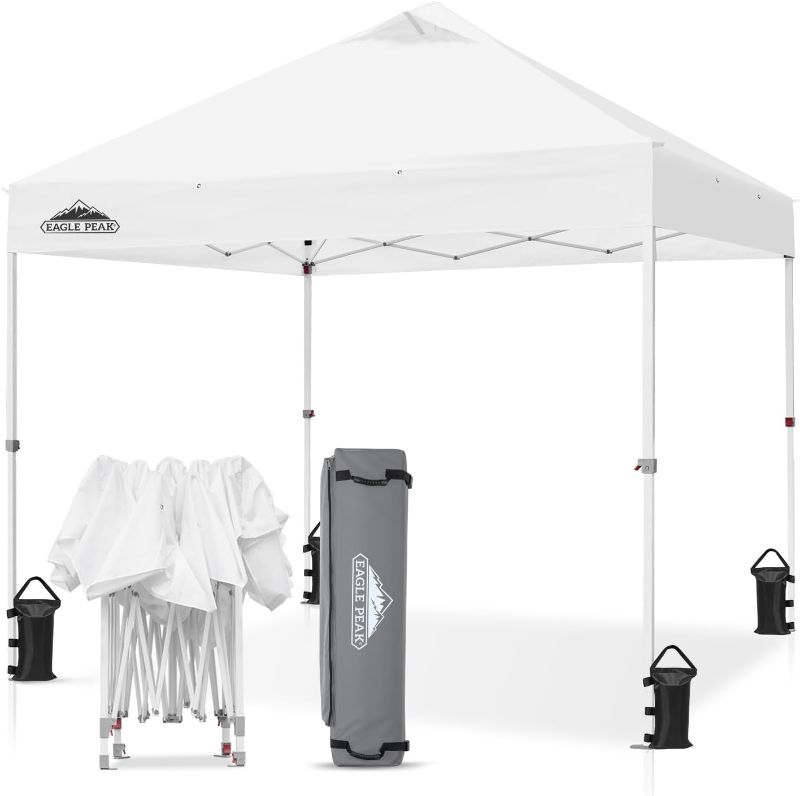 Photo 1 of EAGLE PEAK 10' x 10' Heavy Duty Commercial Canopy Tent Pop Up Industrial Instant Canopy Shelter with 100 Square Feet of Shade (White)