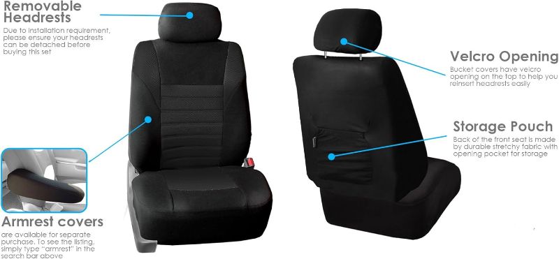 Photo 1 of FH Group Automotive Car Seat Covers Full Set Premium 3D Air Mesh Black Seat Covers, Airbag Compatible and Split Bench Cover Universal Fit Interior Accessories for Cars Trucks and SUVs