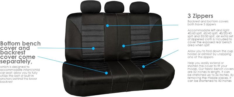 Photo 1 of FH Group Automotive Car Seat Covers Full Set Premium 3D Air Mesh Black Seat Covers, Airbag Compatible and Split Bench Cover Universal Fit Interior Accessories for Cars Trucks and SUVs
