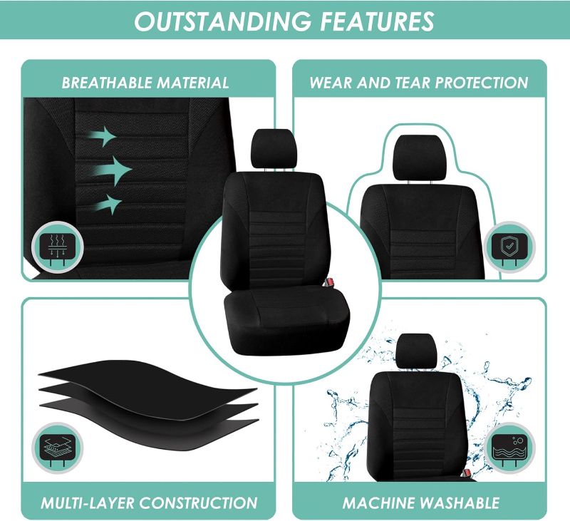 Photo 1 of FH Group Automotive Car Seat Covers Full Set Premium 3D Air Mesh Black Seat Covers, Airbag Compatible and Split Bench Cover Universal Fit Interior Accessories for Cars Trucks and SUVs