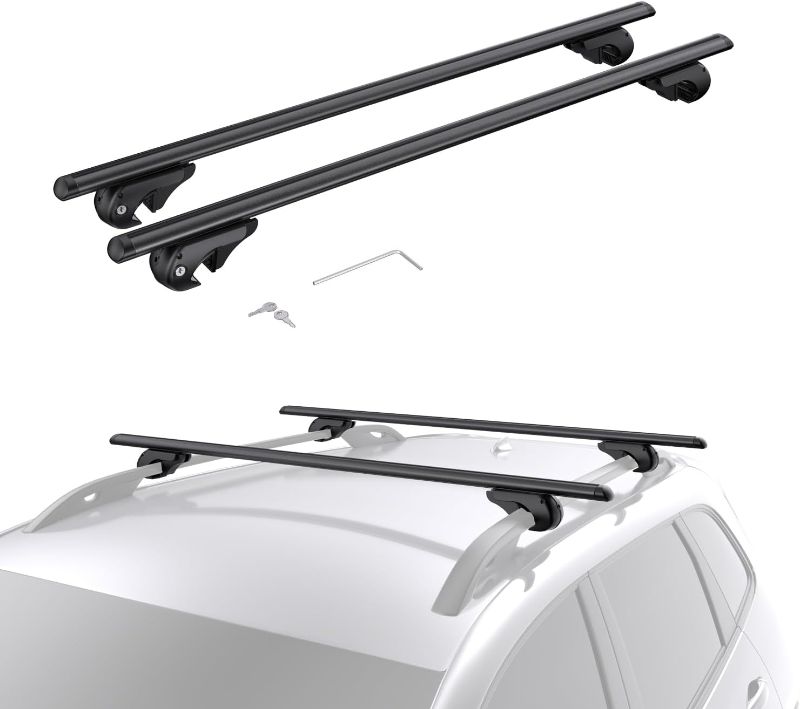 Photo 1 of Roof Rack Cross Bars - Heavy Duty 52" Universal Kayak Roof Rack for SUVs & Cars, 200LB Capacity, Fits Raised Side Rails with Gap, 4 Anti-Theft Locks, Black (Pack of 2)