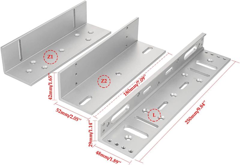 Photo 1 of Electromagnetic Lock with Z and L Bracket 280KG 600LBS Holding Force Electric Magnetic Door Lock 12V Fail Safe NC Mode for Access Control System