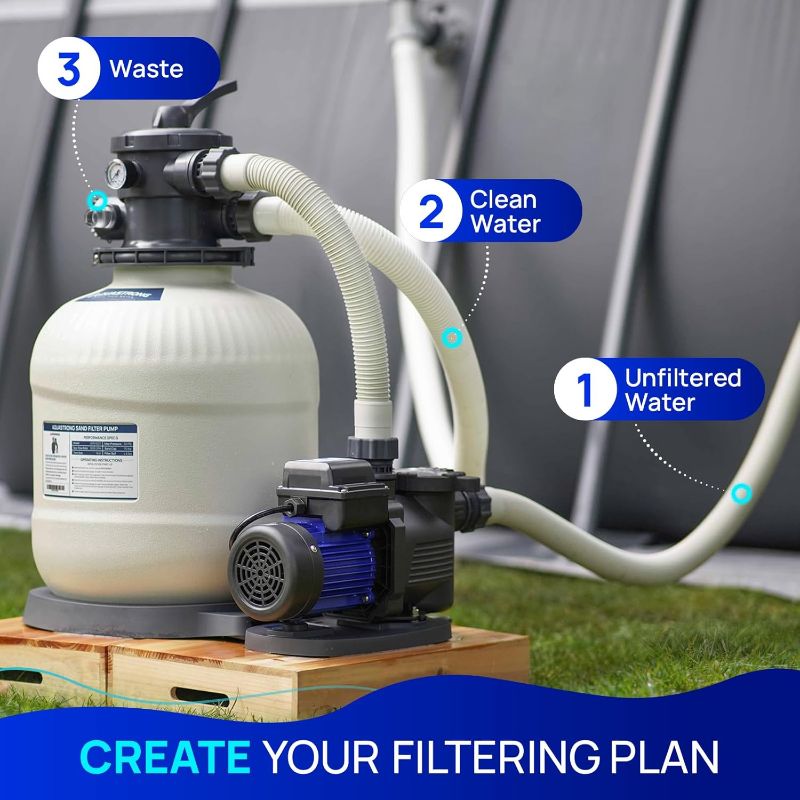Photo 1 of AQUASTRONG 14in Sand Filter Pump for Above Ground Pool with Timer, 2/3 HP Pool Pumps Above Ground 3000 GPH for Pools up to 13000 GAL, Pool Filter with 6-Way Valve, Improved Circulation and Filtration