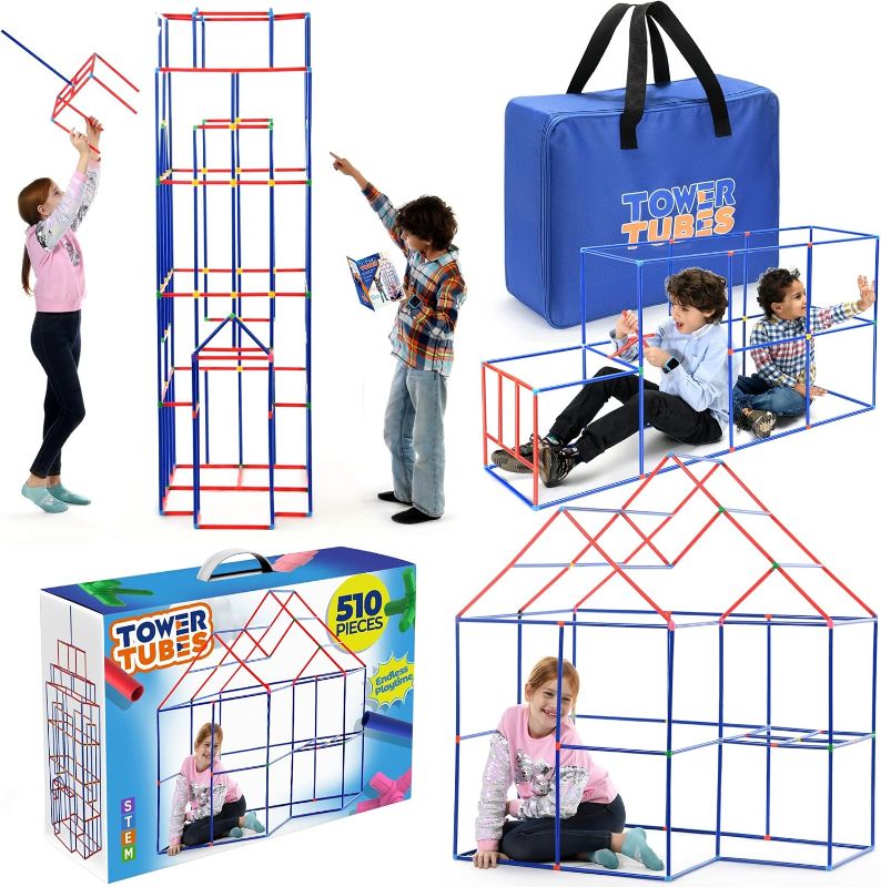 Photo 1 of Fort-Building-Kit-for-Kids-510 Pcs Kids Fort- Creative Fort Building Toys for 5,6,7,8,9,10 Years Old Boy & Girls- Kids Gifts Toys, STEM Toys Tunnels Play Tent Indoor & Outdoor