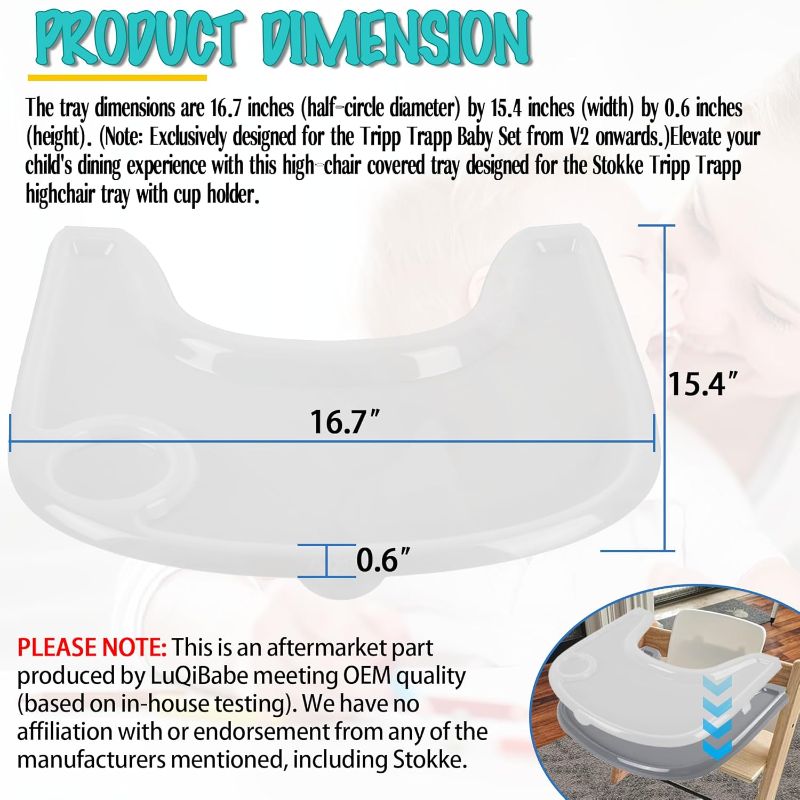 Photo 1 of High Chair Tray Cover Compatible with Stokke Tripp Trapp Chair with Cup Holder - Smooth Surface and Strong Suction - Made with Food-Safe Plastic (BPA BPS BPF Lead Phthalate Free) - Clear
