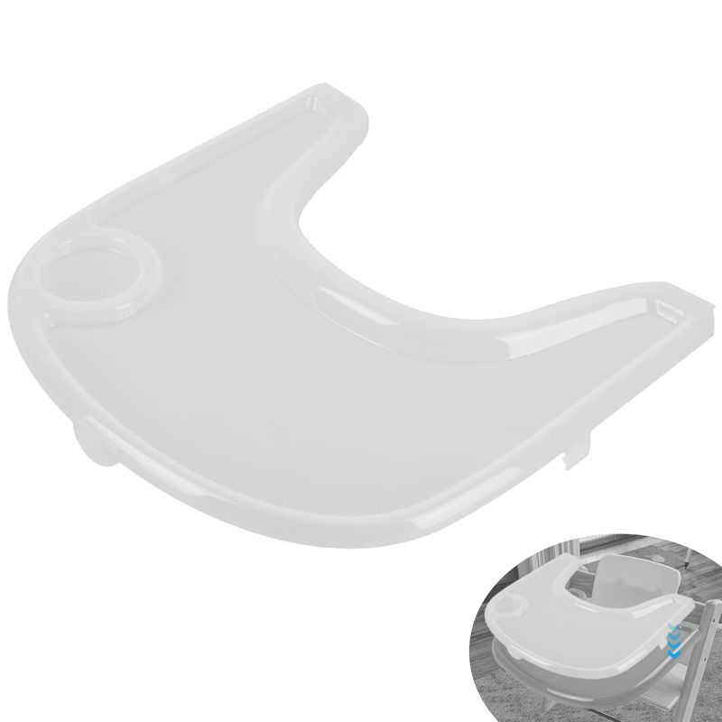 Photo 1 of High Chair Tray Cover Compatible with Stokke Tripp Trapp Chair with Cup Holder - Smooth Surface and Strong Suction - Made with Food-Safe Plastic (BPA BPS BPF Lead Phthalate Free) - Clear