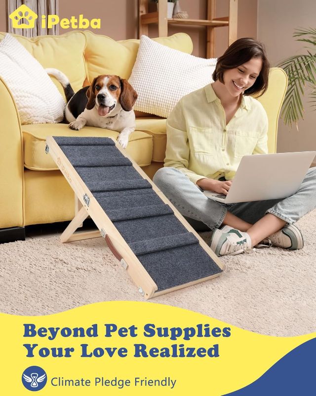 Photo 1 of Small Dog Ramp for Bed Couch Car Folding Portable Pet Ramp for Cats Adjustable Height 21", Up to 35 lbs