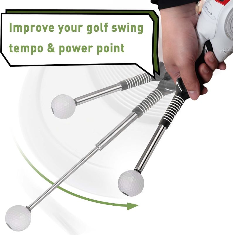 Photo 1 of Retractable Golf Swing Training Aid, Golf Grip Trainer & Golf Swing Trainer for Warm-up, Right-Handed Golf Club for Indoor Practice, Golf Accessories - Strength & Tempo Training for Chipping Hitting