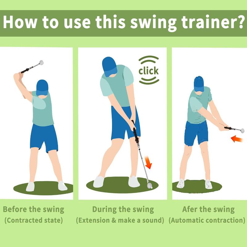 Photo 1 of Retractable Golf Swing Training Aid, Golf Grip Trainer & Golf Swing Trainer for Warm-up, Right-Handed Golf Club for Indoor Practice, Golf Accessories - Strength & Tempo Training for Chipping Hitting