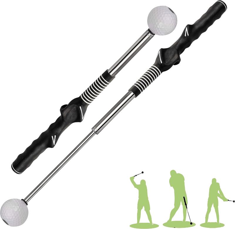 Photo 1 of Retractable Golf Swing Training Aid, Golf Grip Trainer & Golf Swing Trainer for Warm-up, Right-Handed Golf Club for Indoor Practice, Golf Accessories - Strength & Tempo Training for Chipping Hitting