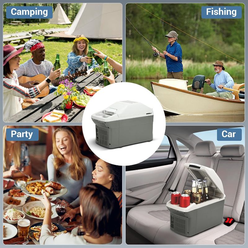 Photo 1 of 12V Car Refrigerator Cooler/Warmer 8 Quart (9L) 40?~140?,12 Volt DC &110V AC, Electric Car Fridge Portable Compact Camping Cooler Thermoelectric 12V Small Fridge for Car, RV, Camping (Grey)