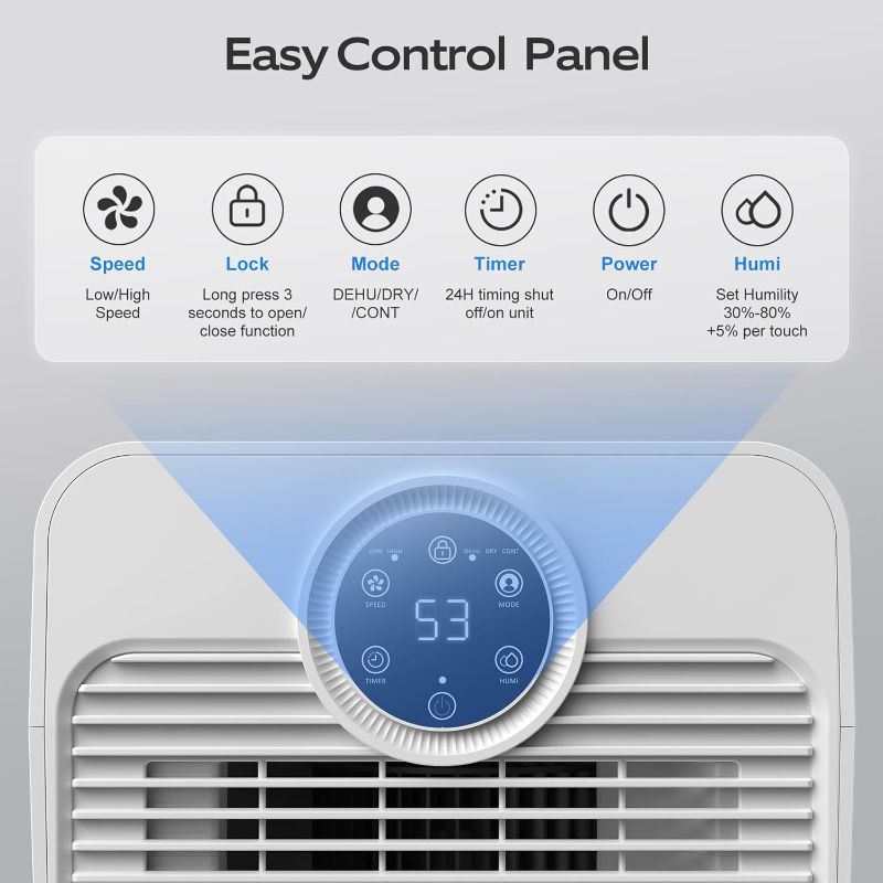 Photo 1 of 1600 Sq.ft Dehumidifiers for Home, Glowells 21 Pints Dehumidifier with Drain Hose for Basement, Smart Humidity Control Moisture Removal, 3 Operation Modes for RV, Bathroom, Bedroom