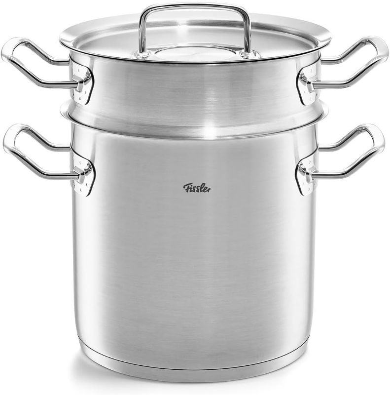 Photo 1 of Fissler Original-Profi Collection Stainless Steel 6.3 Quart Multipot with Steamer Insert and Metal Lid