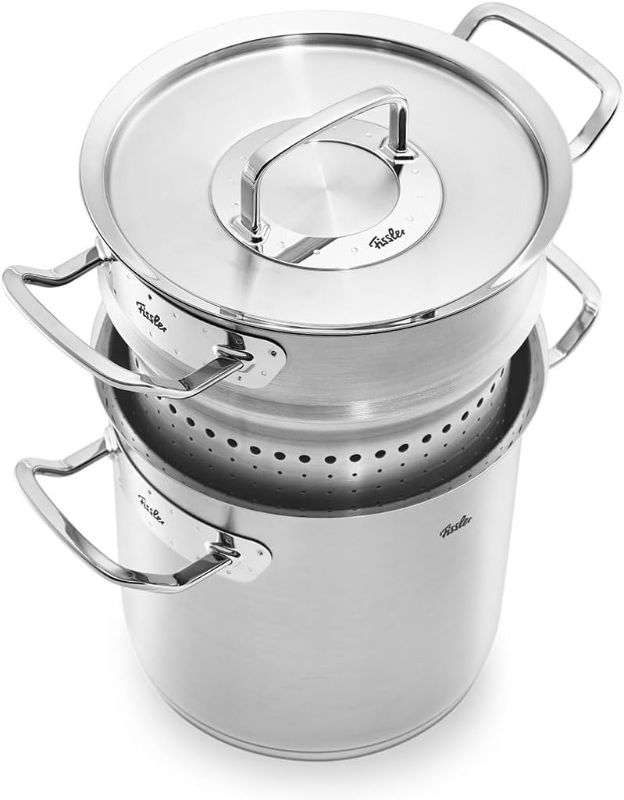 Photo 1 of Fissler Original-Profi Collection Stainless Steel 6.3 Quart Multipot with Steamer Insert and Metal Lid
