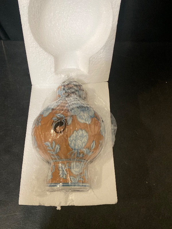 Photo 1 of Ceramic Vase Blue and White Porcelain Chinese Handmade Decorative Vintage Flower Vase for Living Room, Home Decor, Office (Orange)